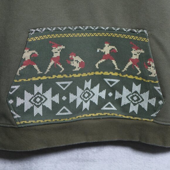 New Era Hoodie Mens Large Green Pullover Kangaroo Pocket Retro Graphic Southwest - Picture 3 of 9